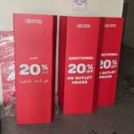Mall promotion graphics and hanging advertising boards in Dubai UAE